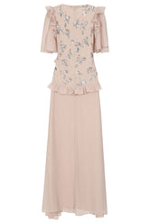 Chloe Blush Floral Embellished Maxi Dress